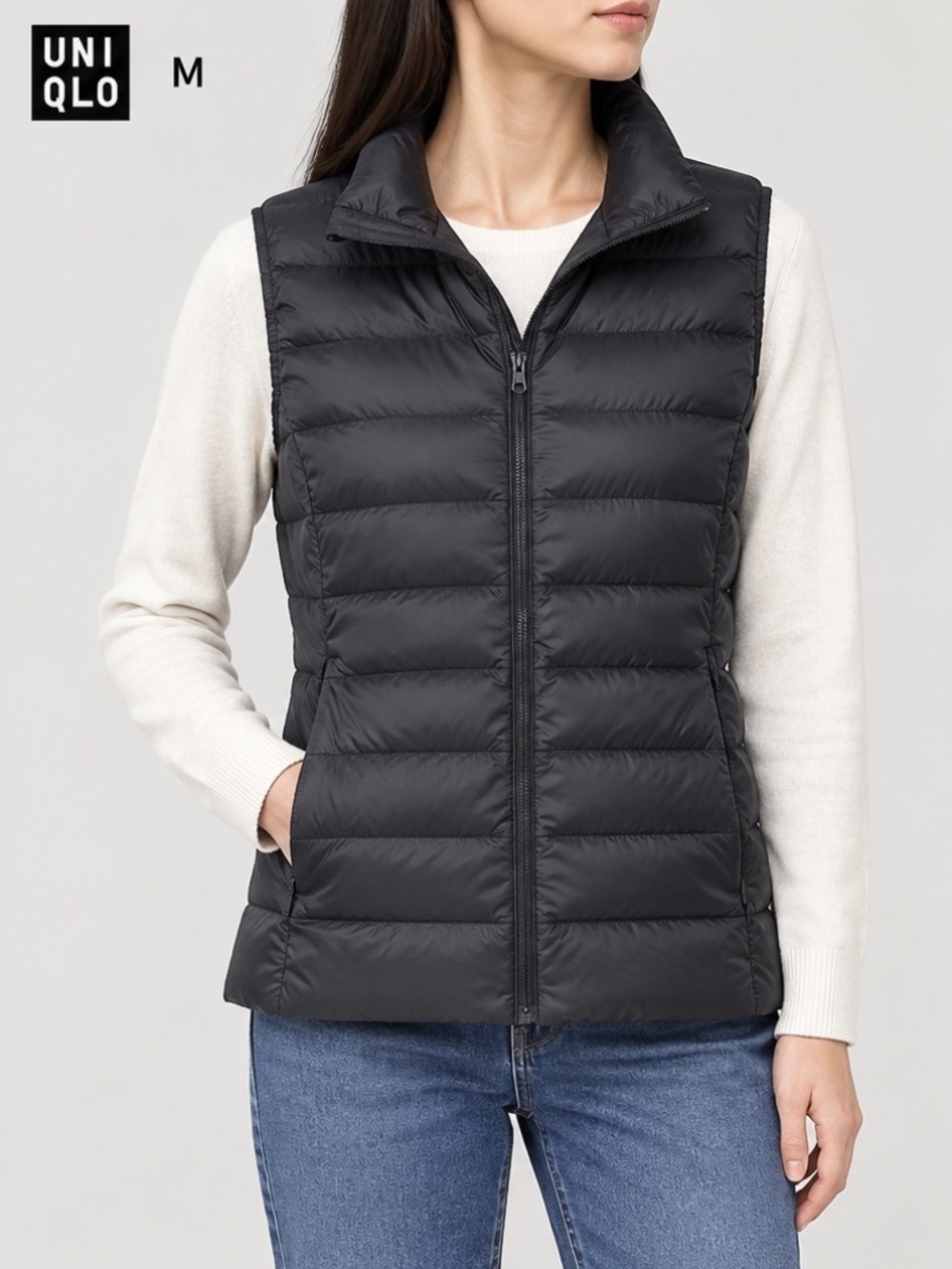 Uniqlo down quilt puffer black vest, women’s medium